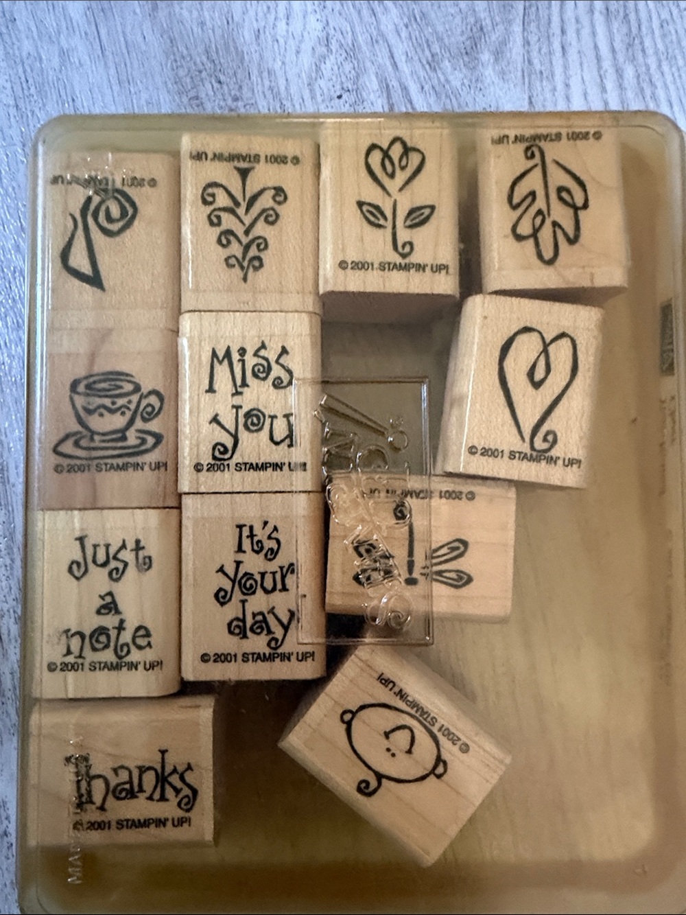 Stampin' Up! 3 Wooden Stamp Sets small shapes, alphabuilders accessories etc - Picture 4 of 4